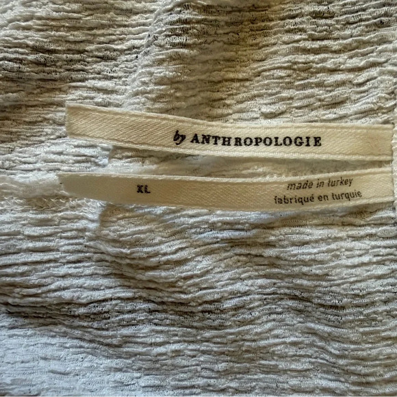 Anthropologie Textured Striped V-Neck Long Sleeve Top XL White Black - Picture 5 of 7